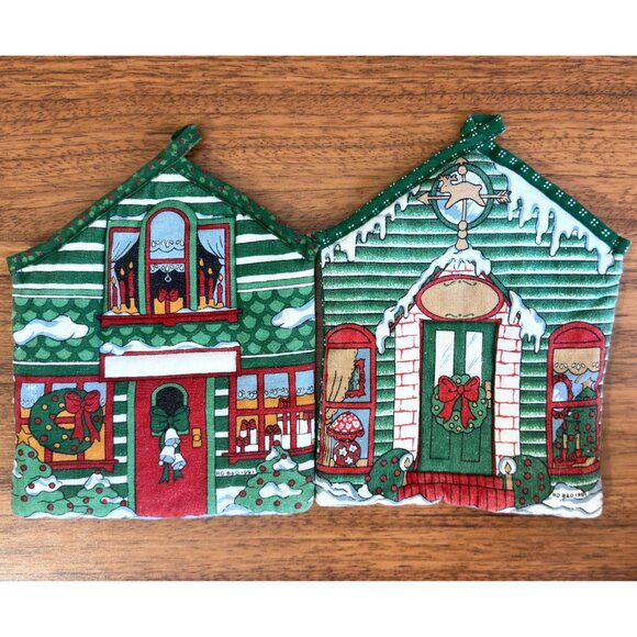 Quilted House Shaped Holiday Pot Holders by RD B&D - Set of 2 - Picture 2 of 10